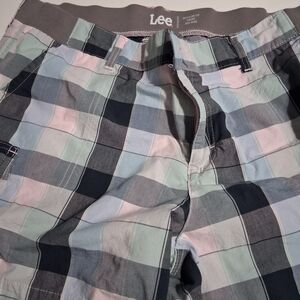 Lee Men's Plaid Athletic Shorts in Light Pink, Light Blue, Mint, Navy